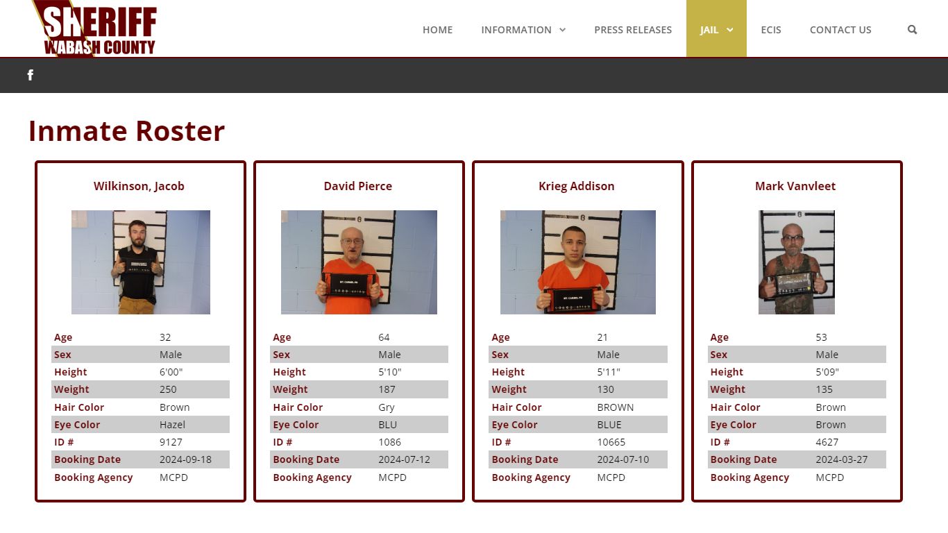 Inmate Roster - Wabash County Sheriff