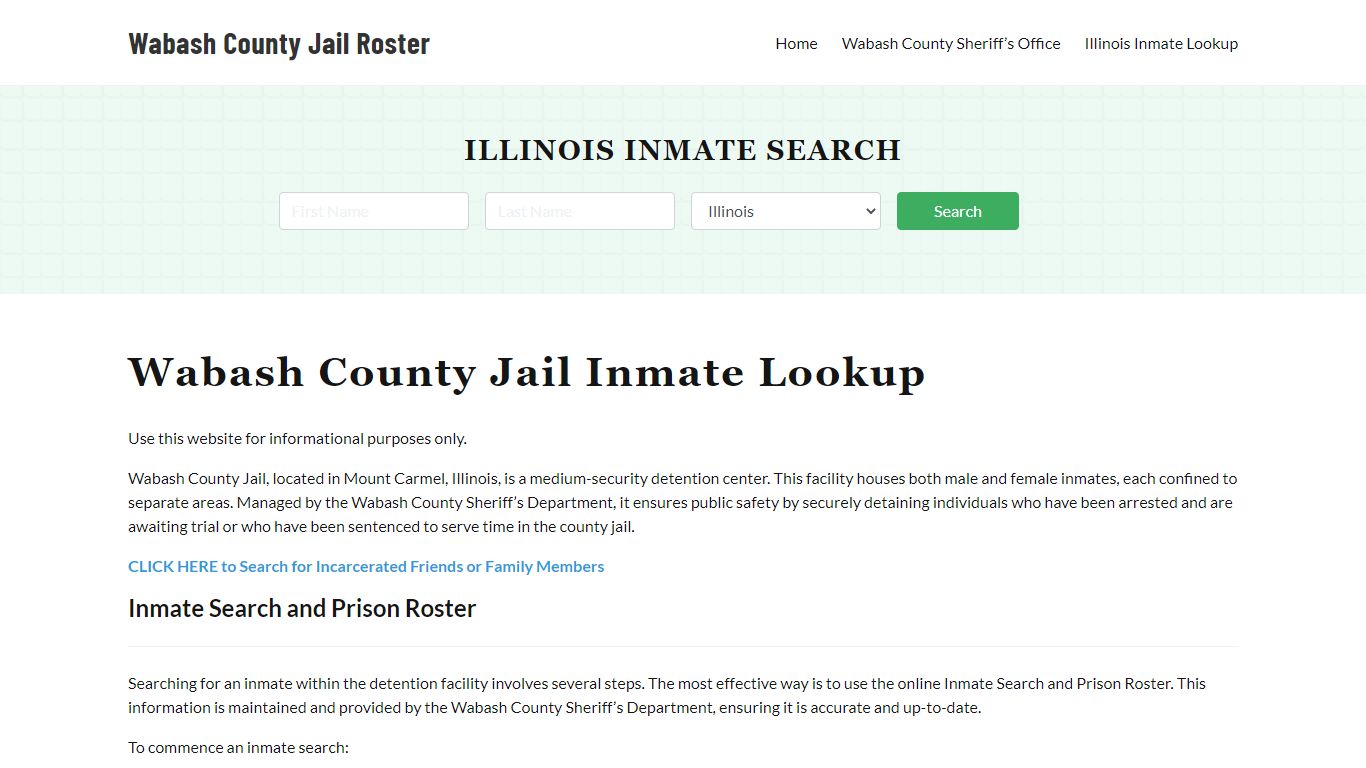 Wabash County Jail Roster Lookup, IL, Inmate Search